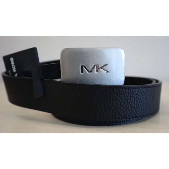 Michael Kors 86S3SBLY7U Men's Sz 36 Black 31MM Fast MK Plaque Belt - Picture 2 of 5
